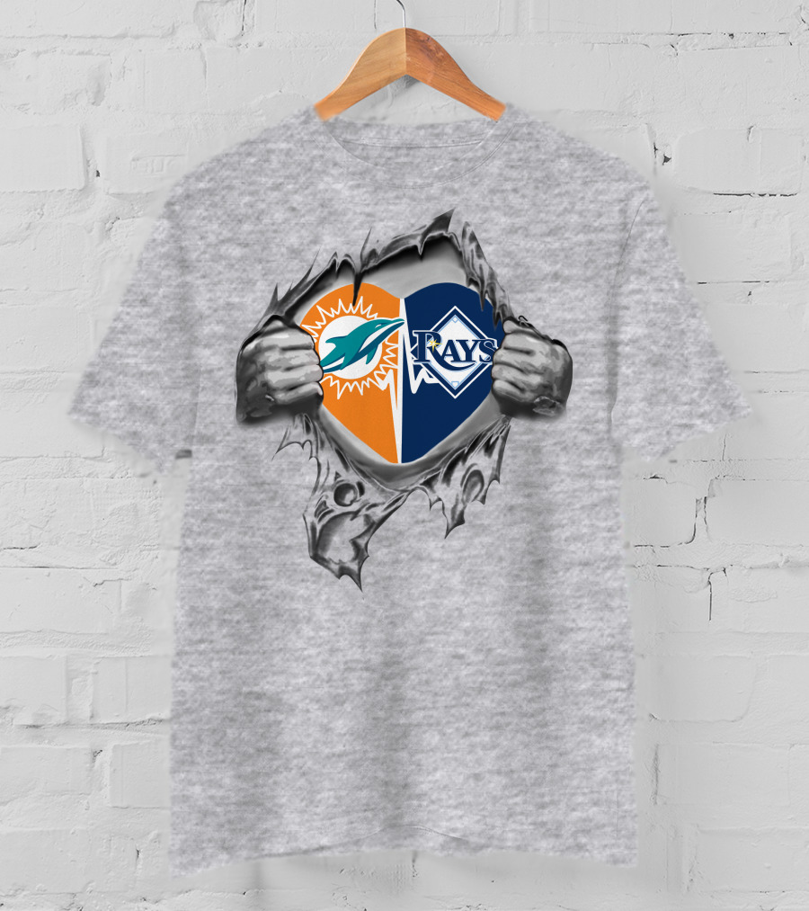 Miami Dolphins Tampa Bay Rays Heart It's In My Heart T-Shirt