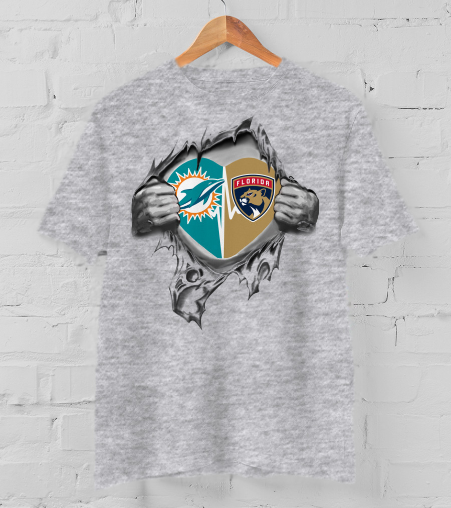 Dolphins Florida Panthers Heart T-Shirt