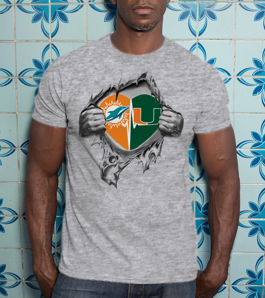 Dolphins Hurricanes Heart Miami Football Loyalty T-Shirt