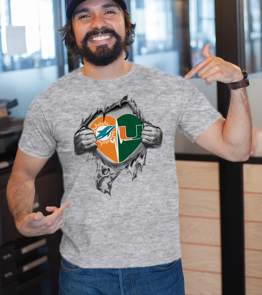 Dolphins Hurricanes Heart Miami Football Loyalty T-Shirt