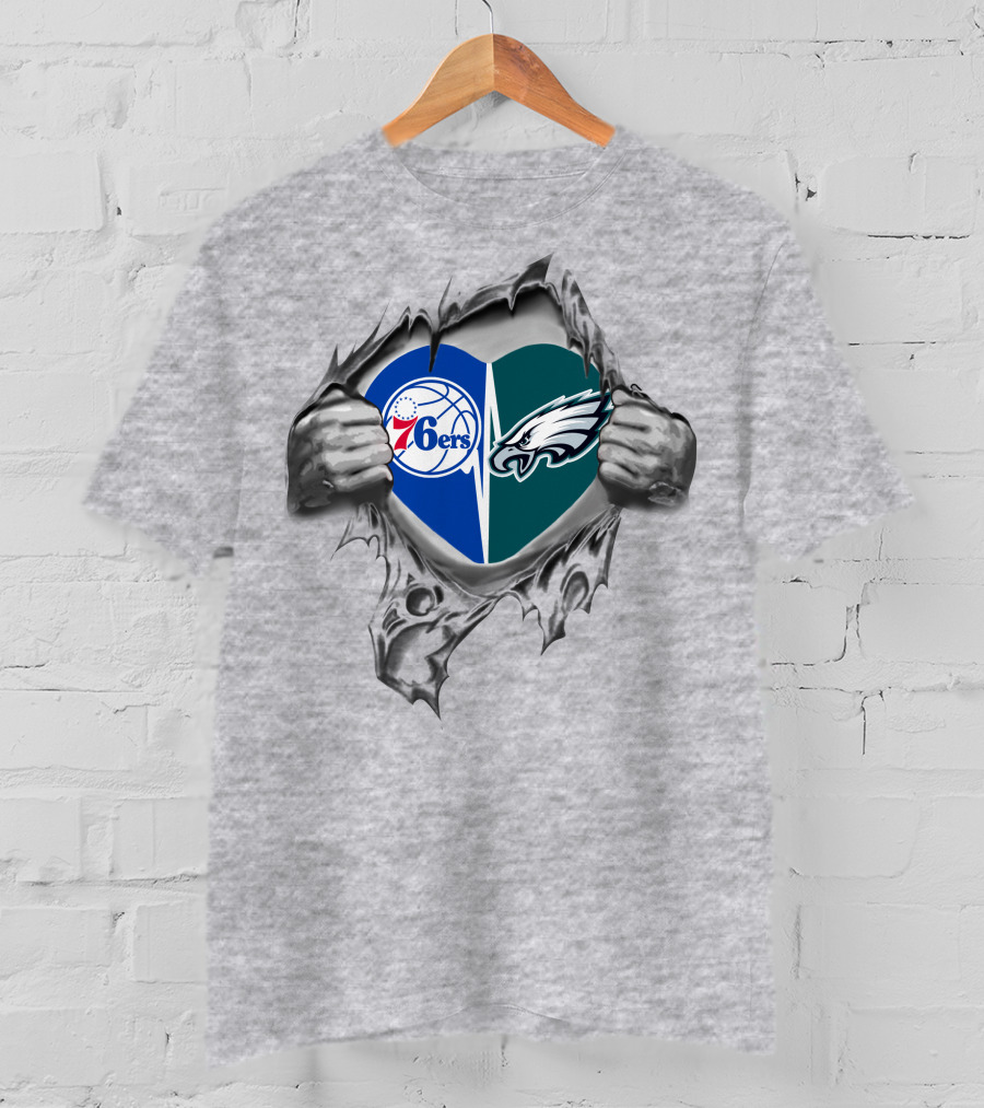Eagles 76ers Heart Philadelphia Pride T-Shirt