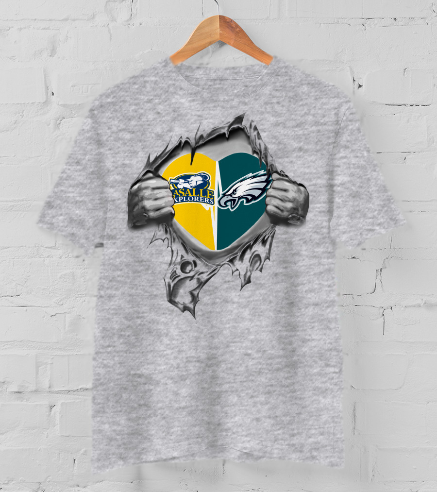 Eagles La Salle Explorers Heart With Logo Designs T-Shirt