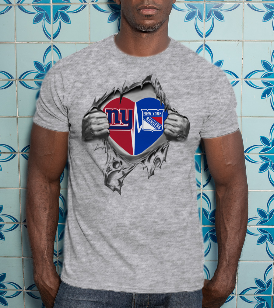 New York Giants Rangers Heart Fan Pride T-Shirt