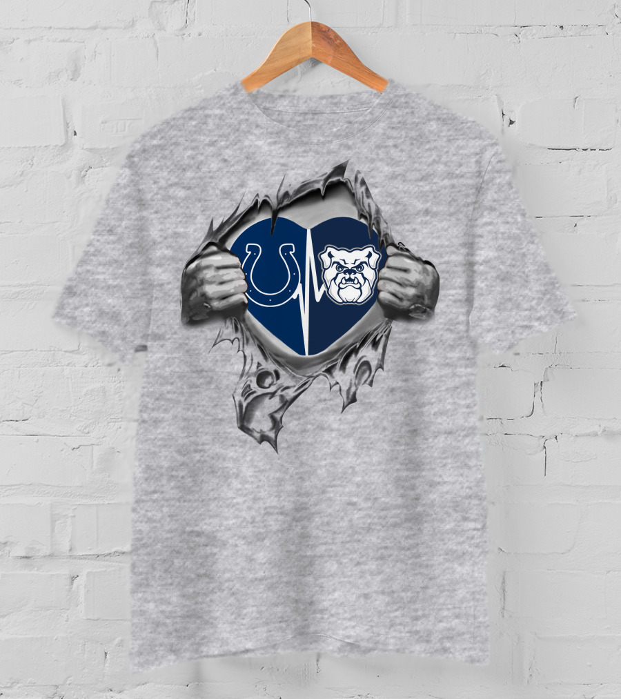 Indianapolis Colts And Butler Bulldogs Heart Design 126 Colts Butler Bulldogs It's In My Heart T-Shirt