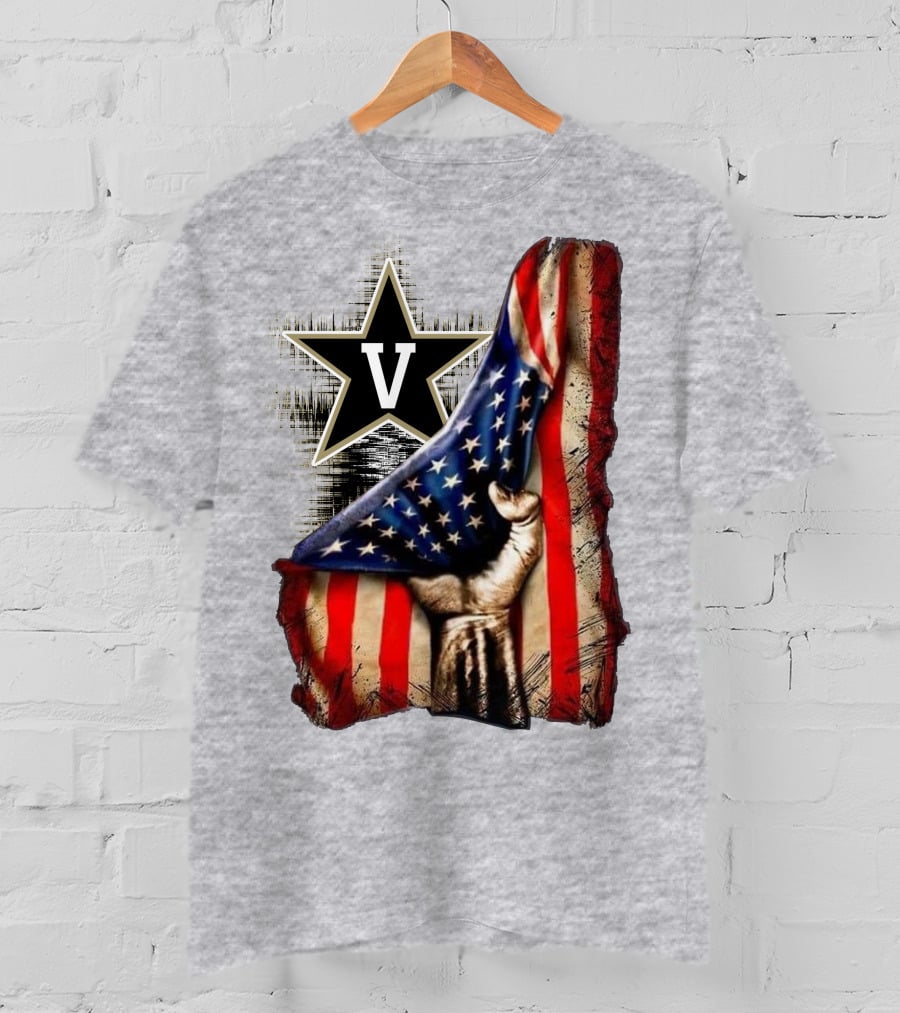 Vanderbilt Commodores American Flag Hand And Star T-Shirt