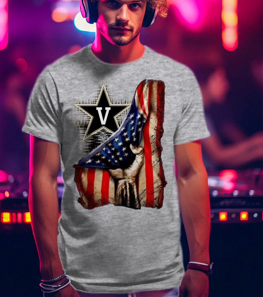 Vanderbilt Commodores American Flag Hand And Star T-Shirt