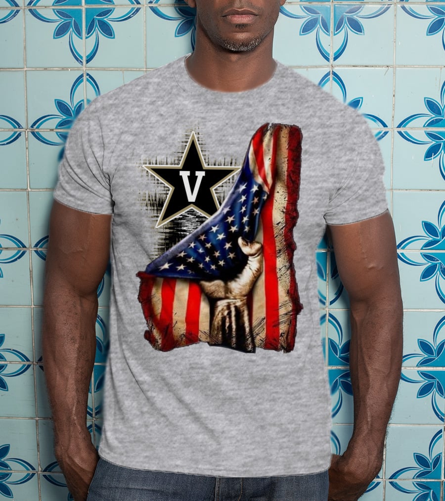 Vanderbilt Commodores American Flag Hand And Star T-Shirt