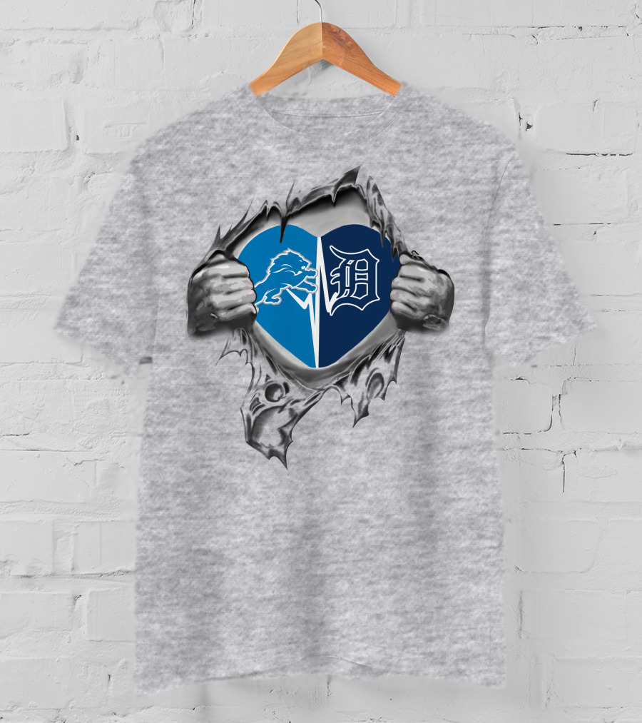 Detroit Tigers And Lions Heart 146 Lions It's In My Heart T-Shirt