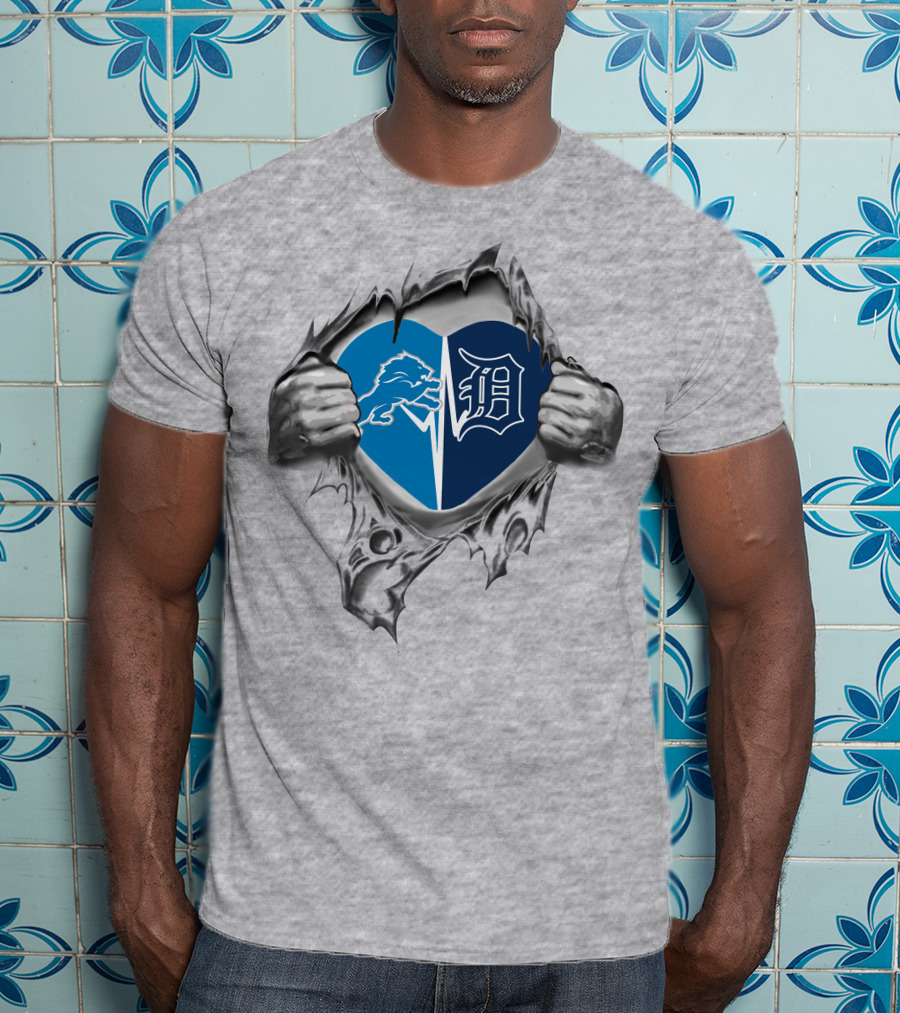 Detroit Tigers And Lions Heart 146 Lions It's In My Heart T-Shirt