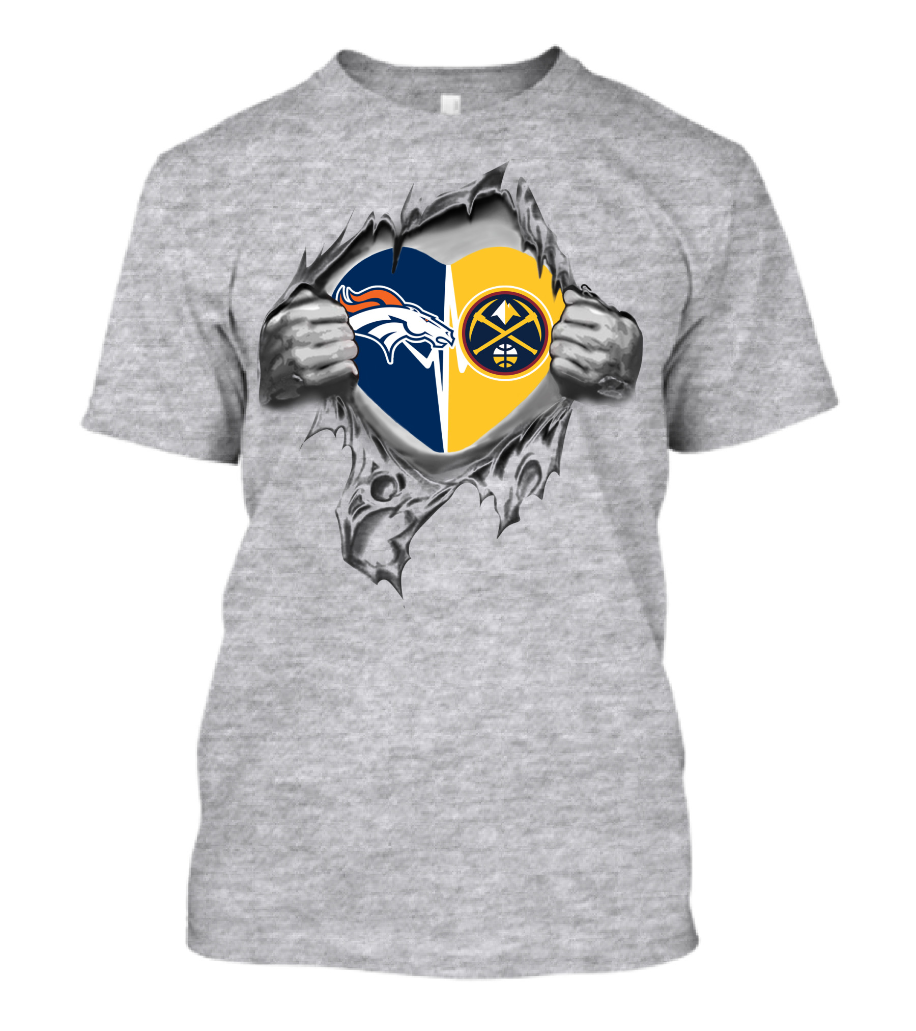 Denver Broncos Nuggets Heart Unity T-Shirt