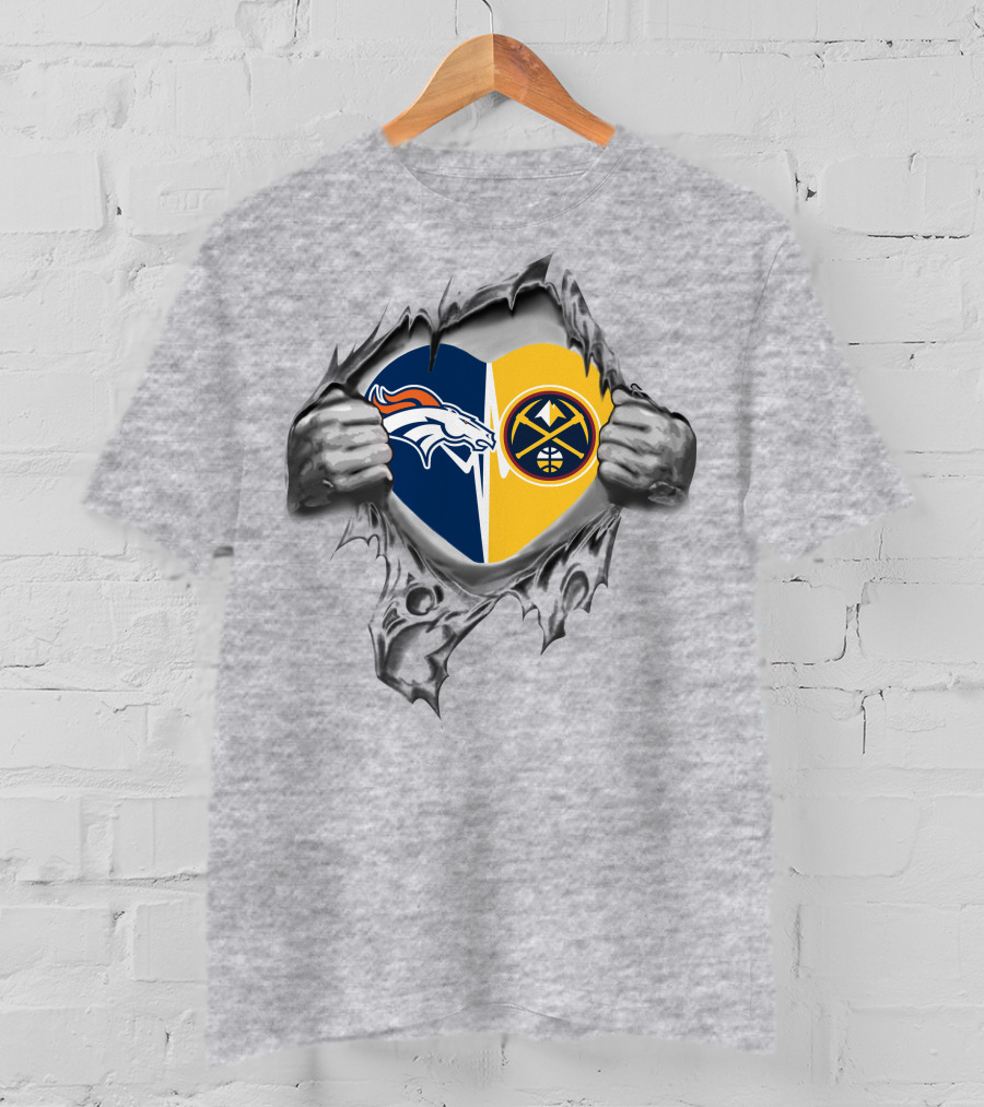 Denver Broncos Nuggets Heart Unity T-Shirt