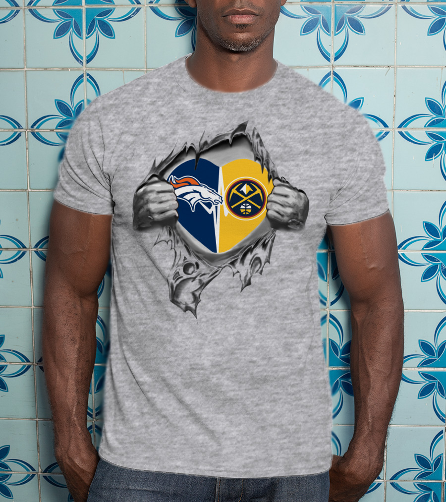 Denver Broncos Nuggets Heart Unity T-Shirt