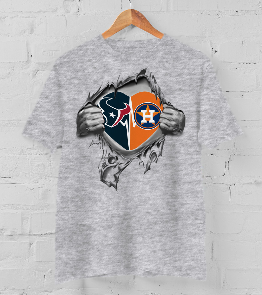 Texans Houston Astros Heart Design 211-Front T-Shirt