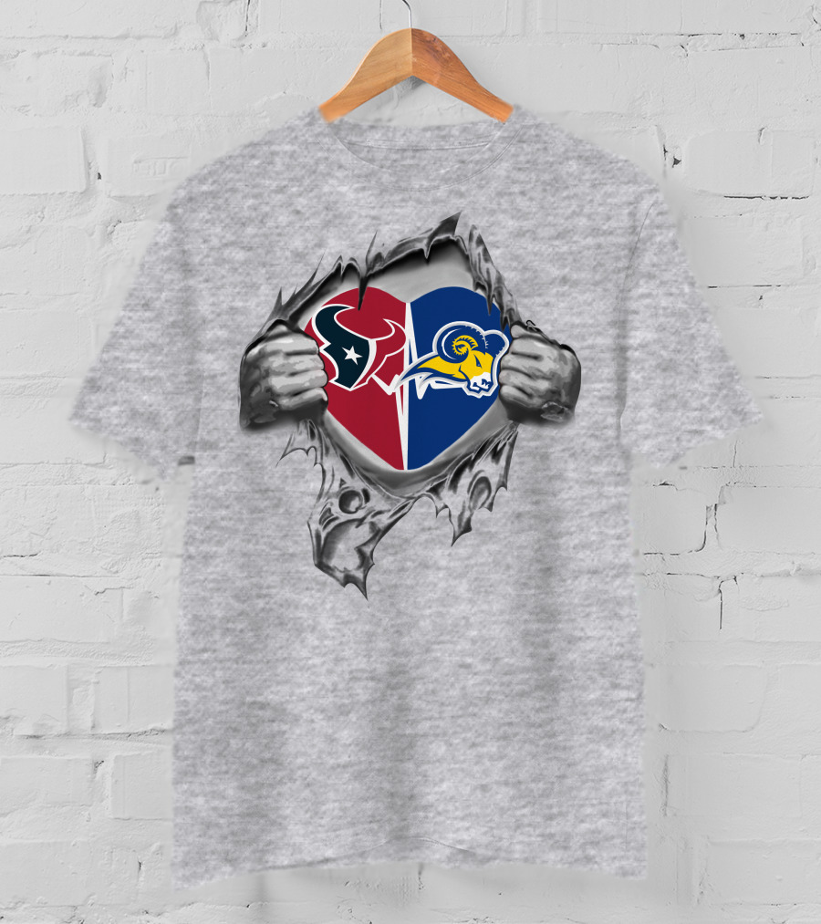 Texans Texas Wesleyan Rams Heart Emblem - Texans It's In My Heart T-Shirt