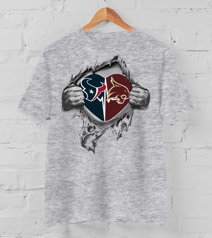Texans Sw Texas St Bobcats Heart Texans Bobcats T-Shirt