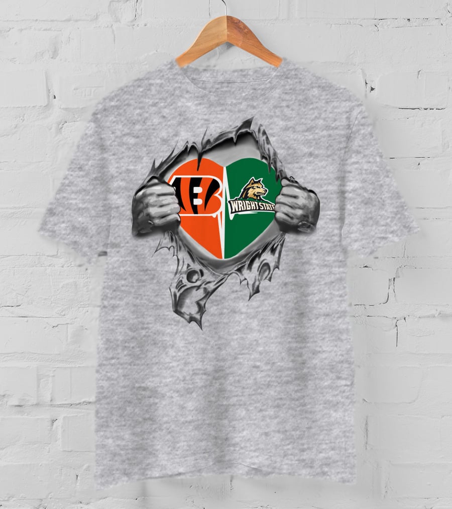 Bengals Wright State Raiders Heart Design In My Heart T-Shirt