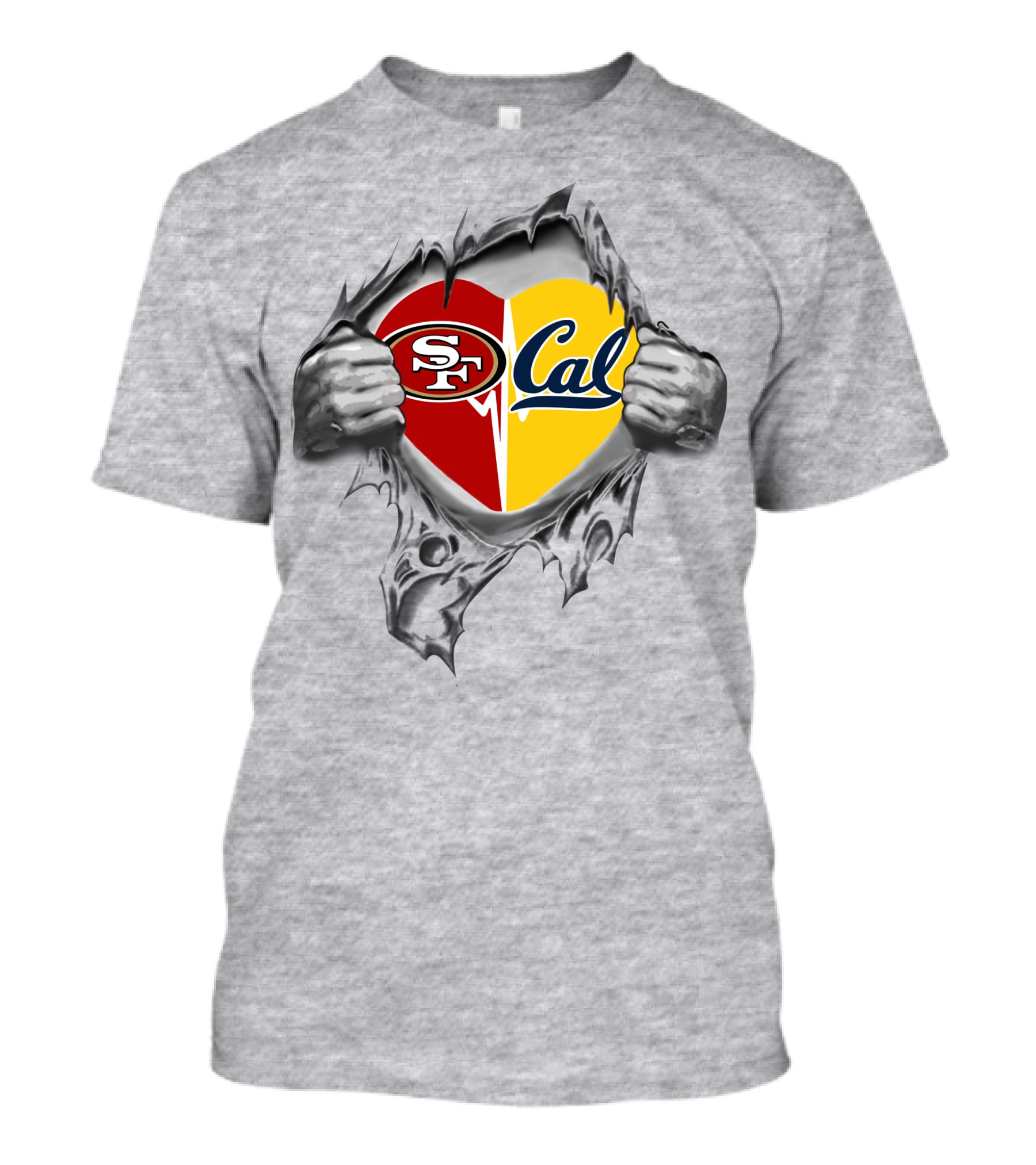 49ers Cal Golden Bears Heart Dual Loyalty T-Shirt