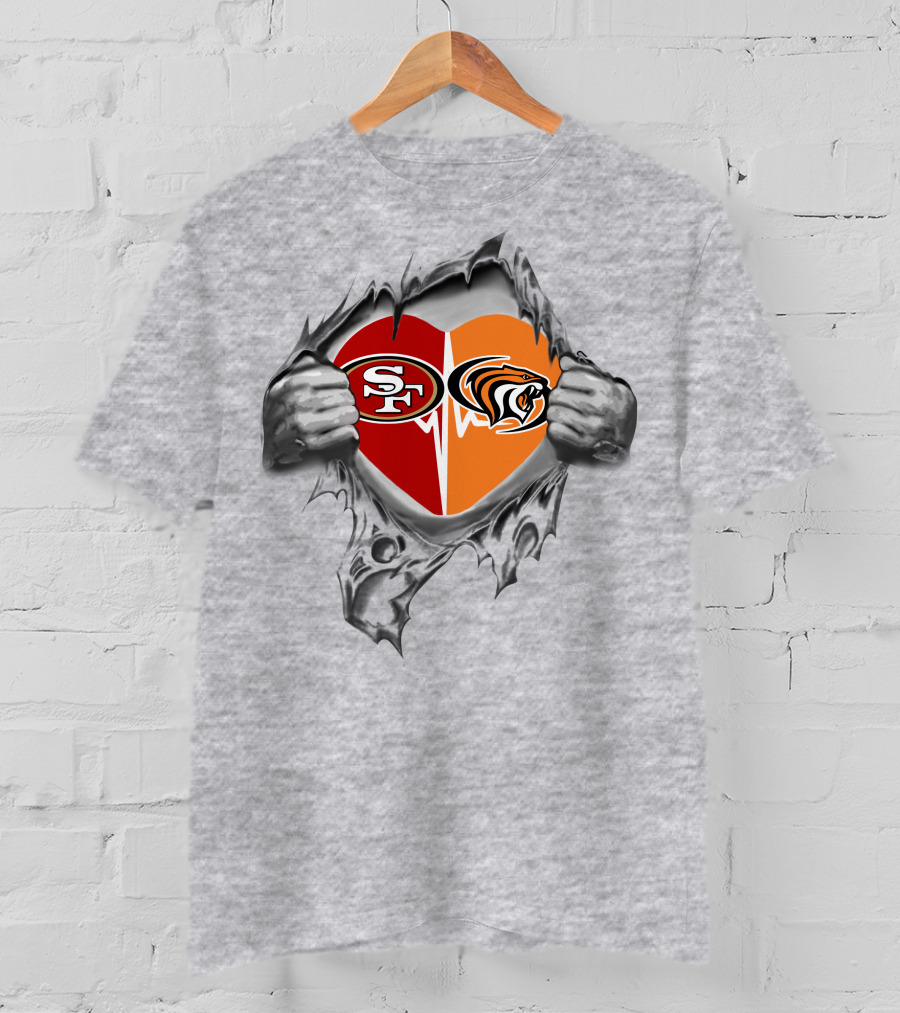 49ers Pacific Tigers Heartbeat Split Loyalty T-Shirt