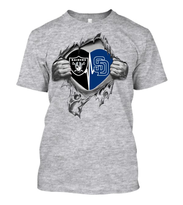 Raiders San Diego Padres Heart Design 316 T-Shirt