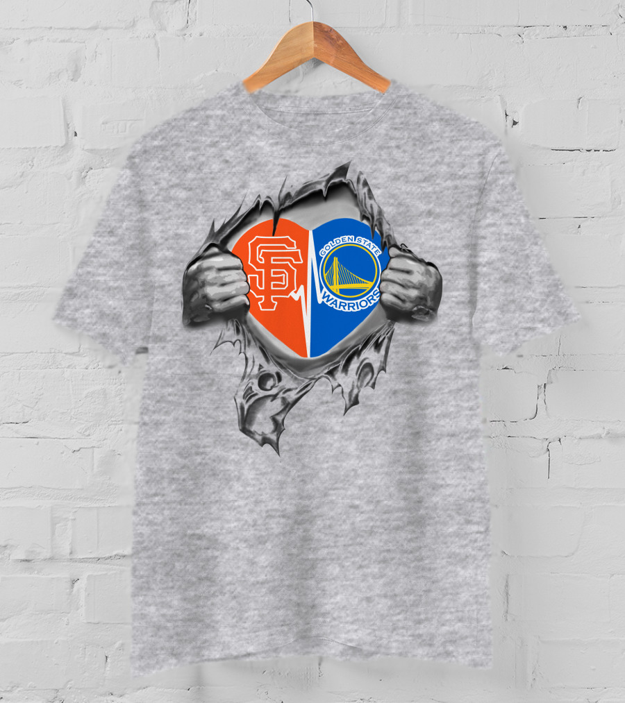 Giants Warriors It's In My Heart Dual Logo Fan Passion T-Shirt