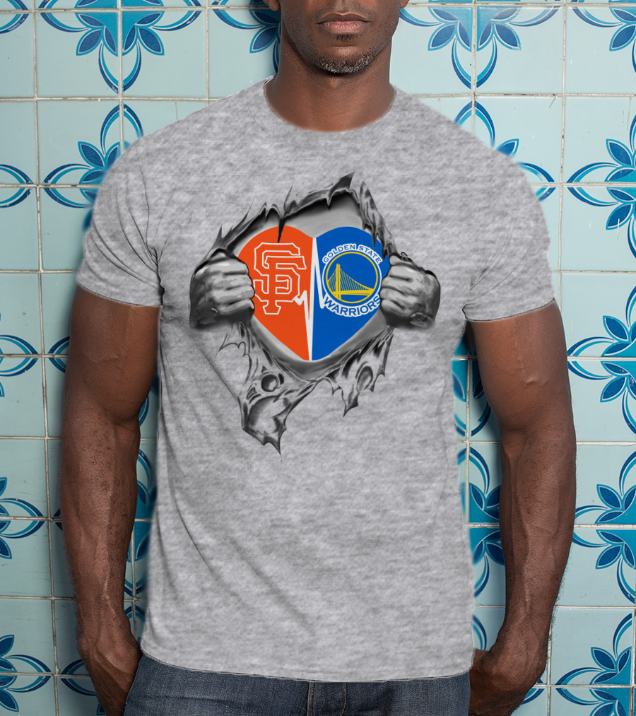 Giants Warriors It's In My Heart Dual Logo Fan Passion T-Shirt