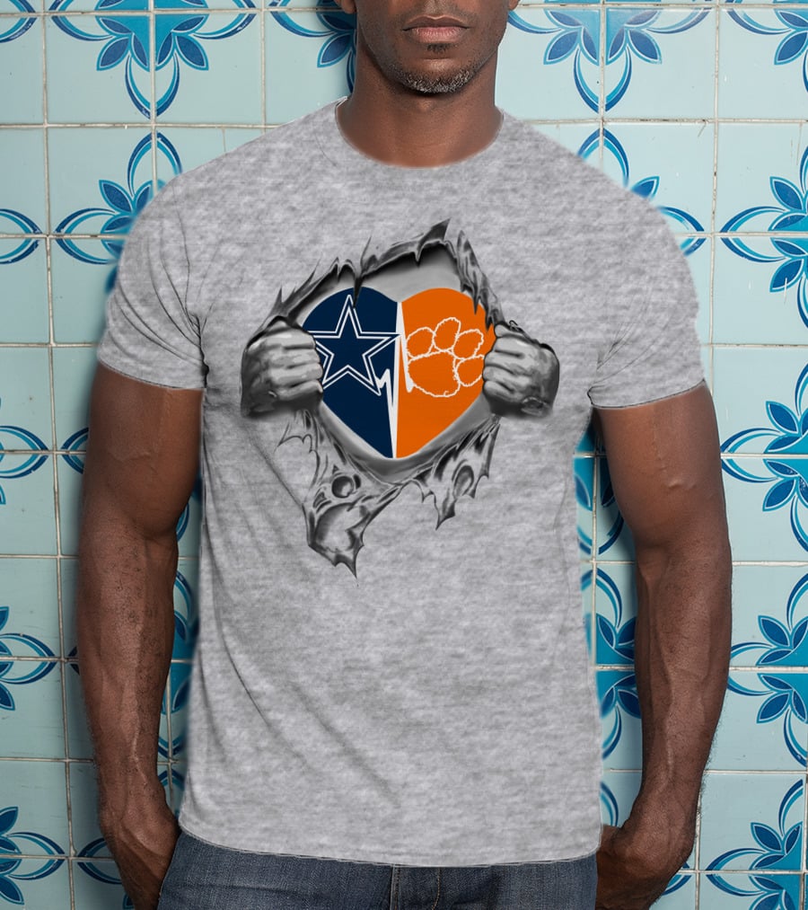 Dallas Cowboys Clemson Tigers Heart T-Shirt
