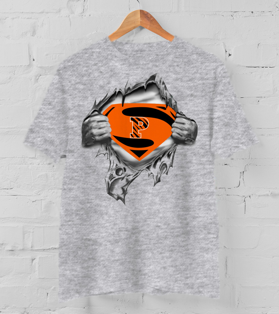 Princeton Tigers Superman Logo Chest Rip T-Shirt