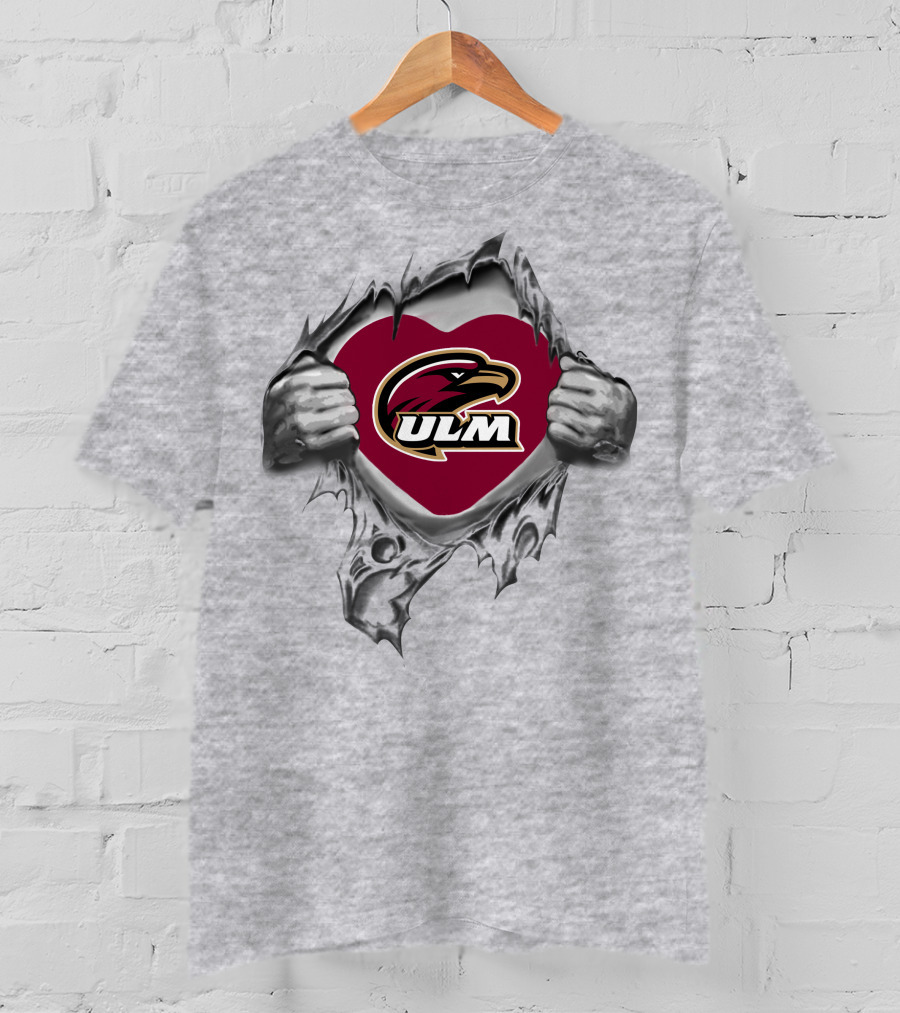 Ul Monroe Warhawks Heart Logo With Hands Holding Tear T-Shirt