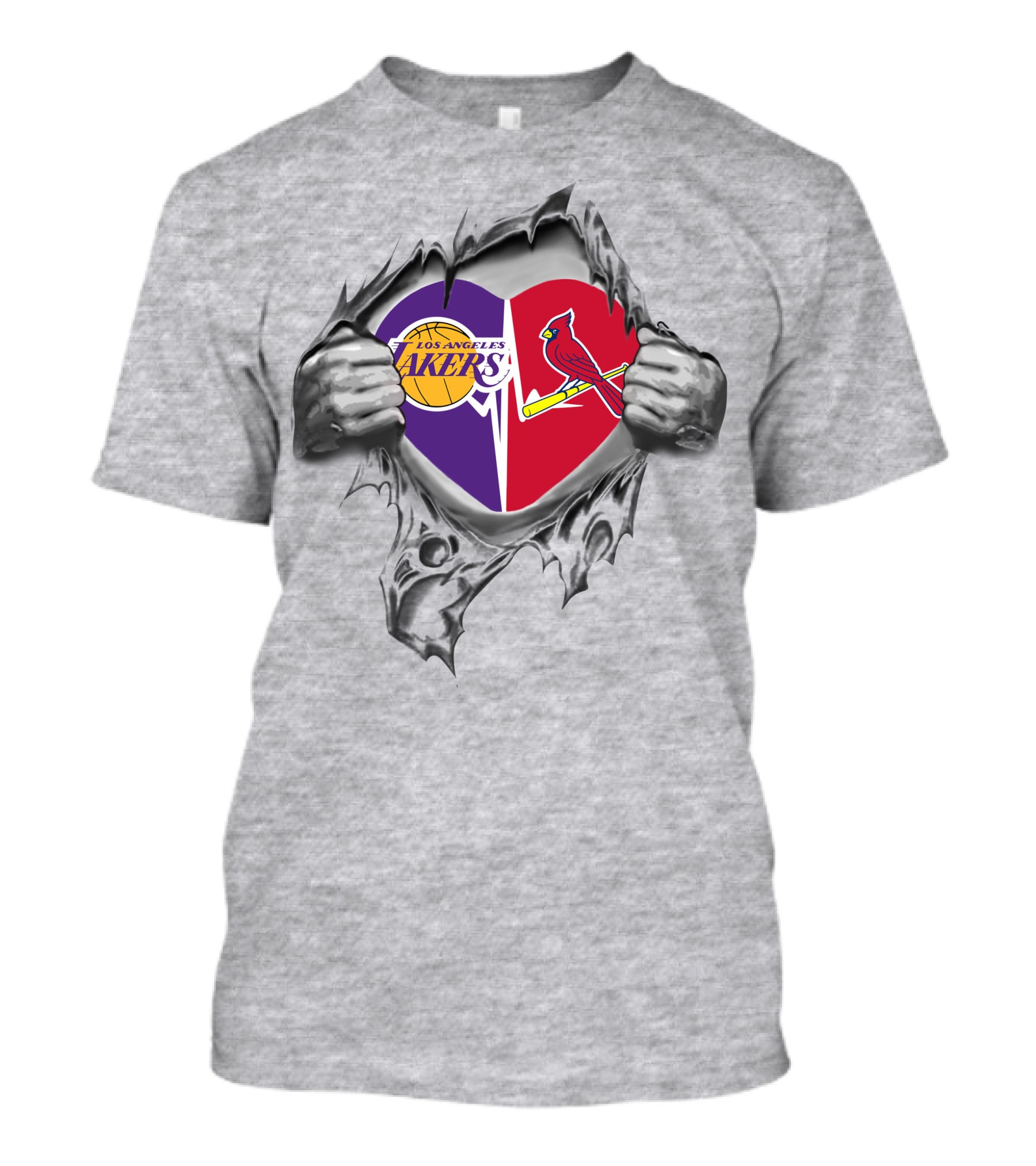 Los Angeles Lakers St Louis Cardinals Heart Dual Loyalty T-Shirt