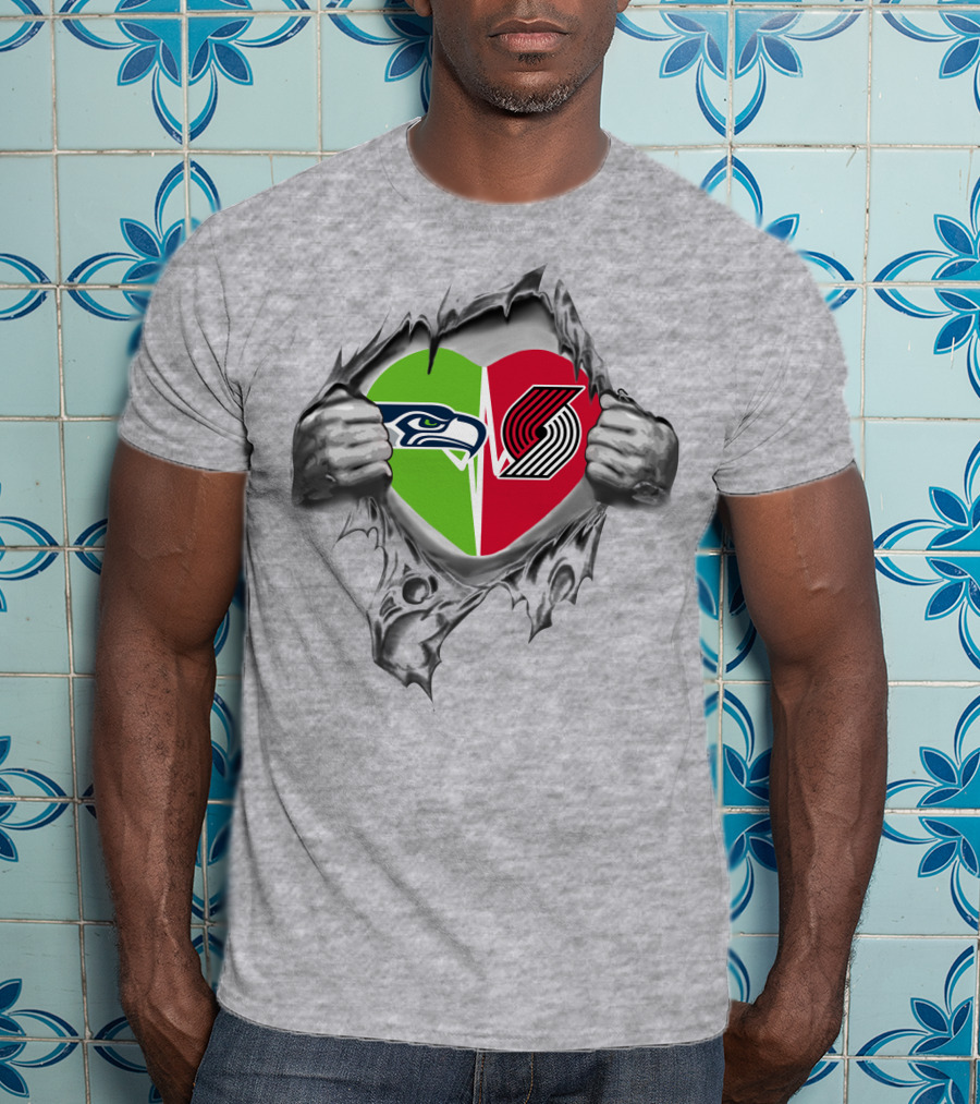 Seahawks Blazers Heart Logo Split T-Shirt
