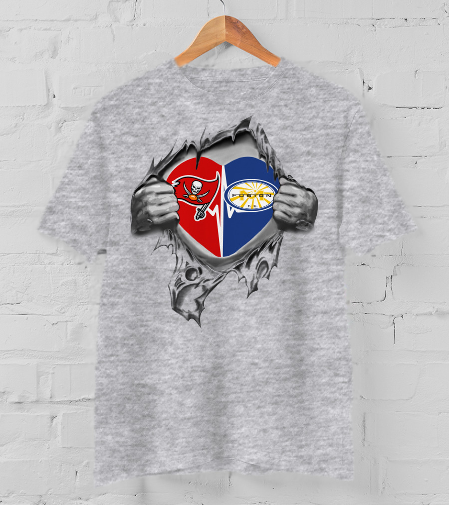 Buccaneers Miami Fusion It's In My Heart Logos Torn T-Shirt