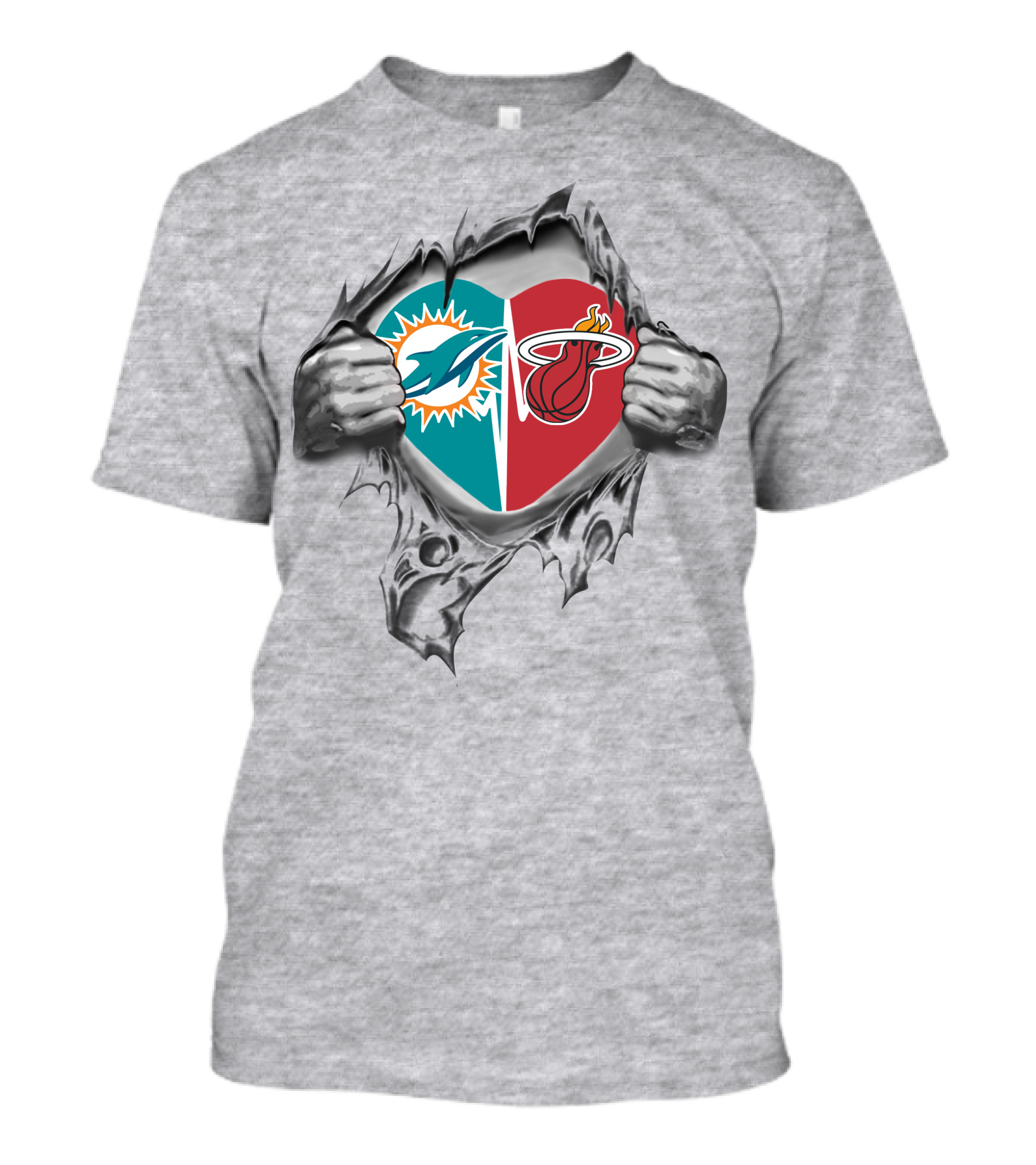 Miami Dolphins Miami Heat Heart In My Heart T-Shirt