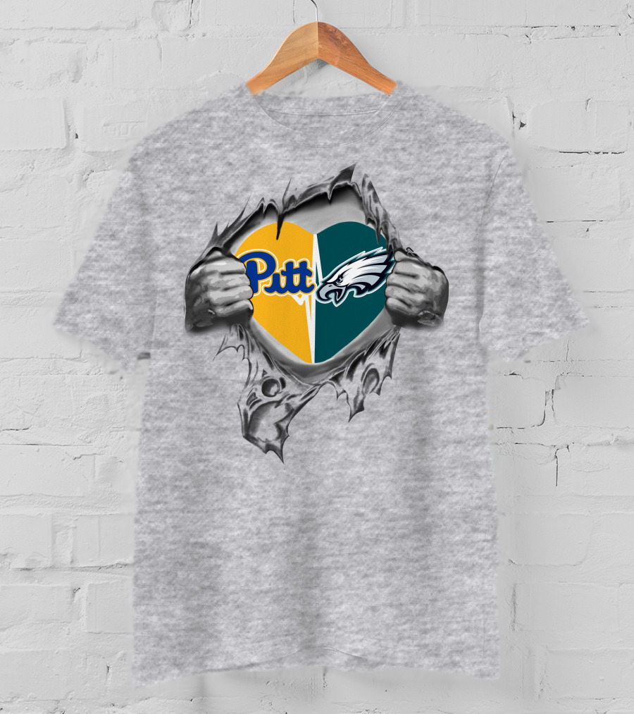 Pitt Panthers And Philadelphia Eagles Heart T-Shirt