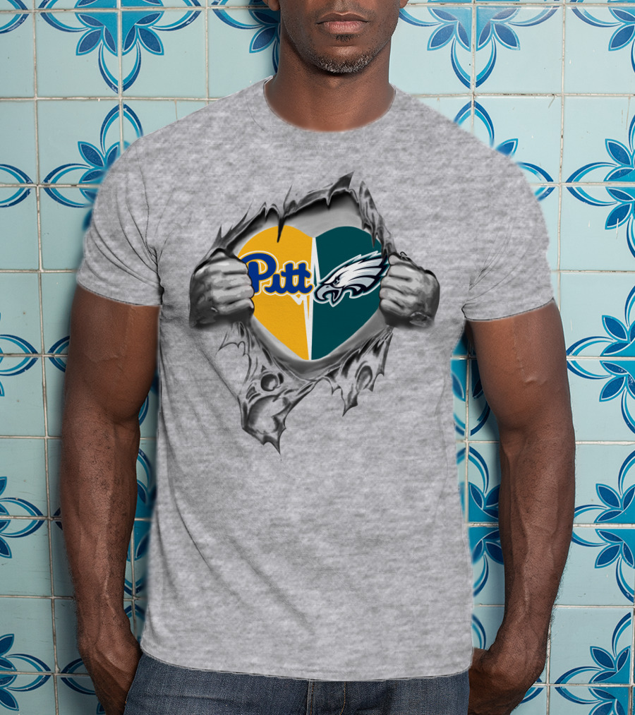 Pitt Panthers And Philadelphia Eagles Heart T-Shirt