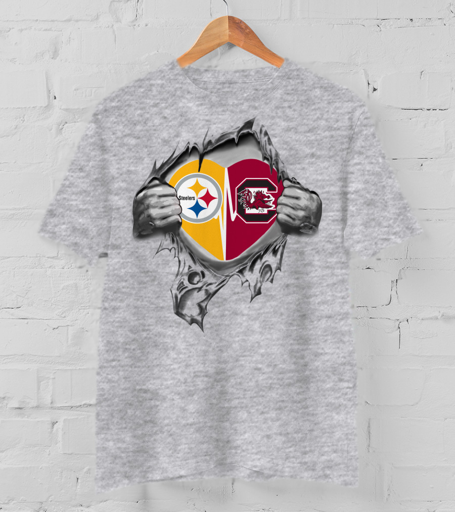Steelers South Carolina Gamecocks Heart Fan Love T-Shirt