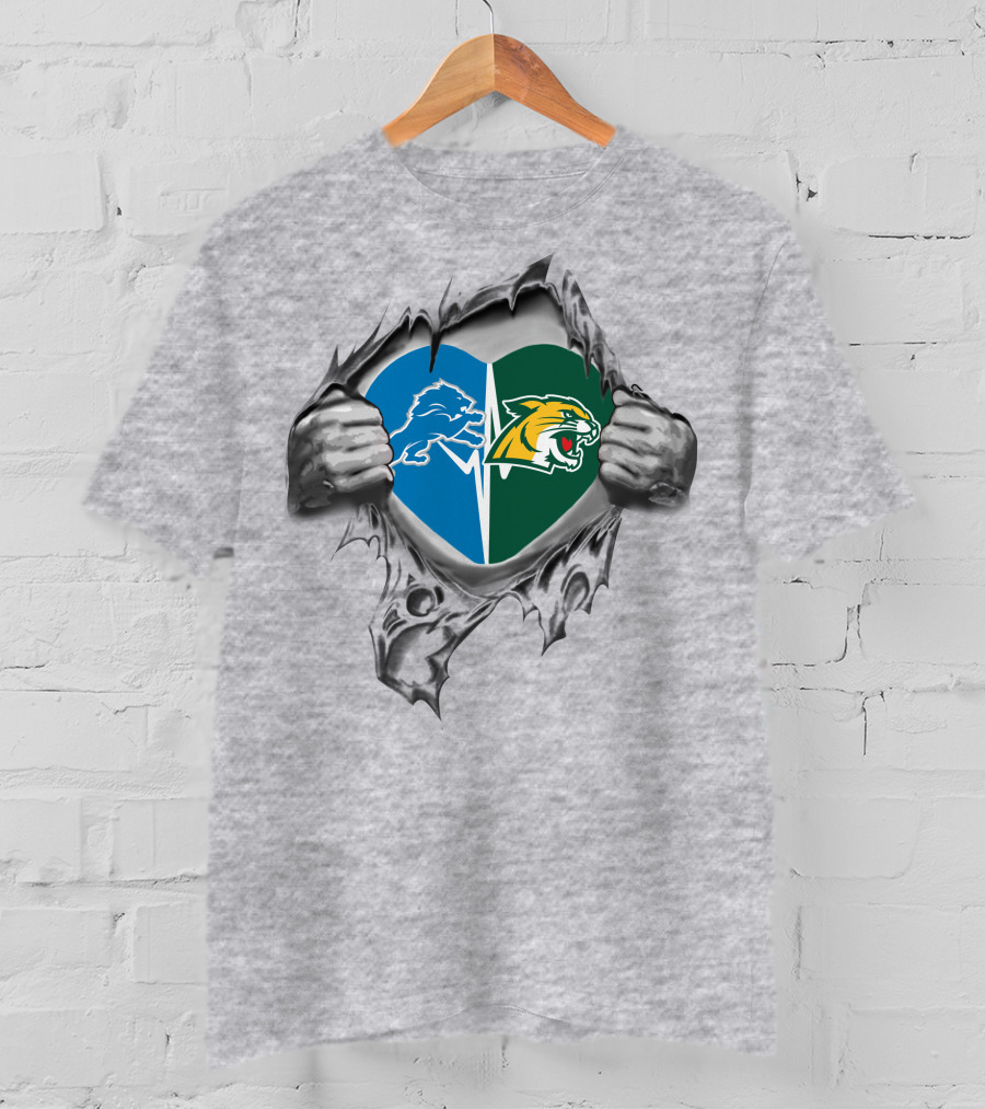 Detroit Lions Northern Michigan Wildcats Heart T-Shirt