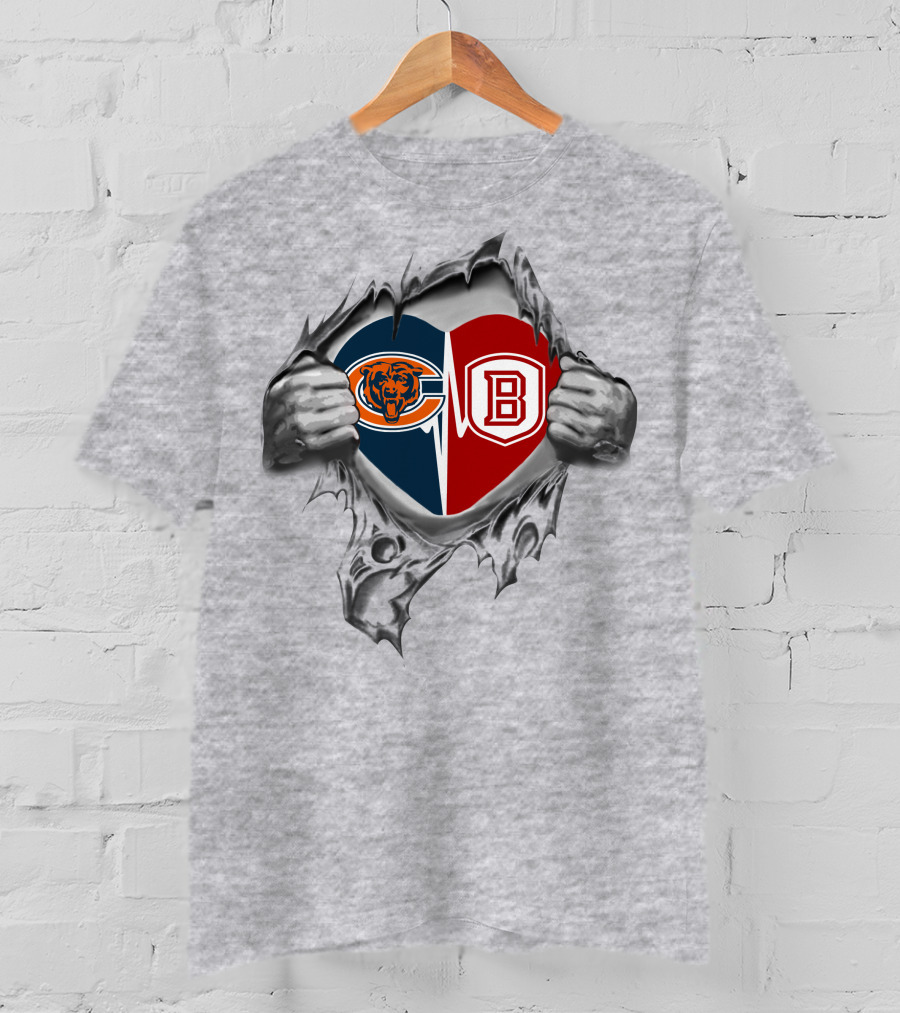 Chicago Bears And Bradley Braves Heart T-Shirt