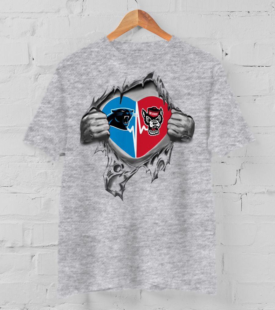Panthers Nc State Wolfpack Heart T-Shirt