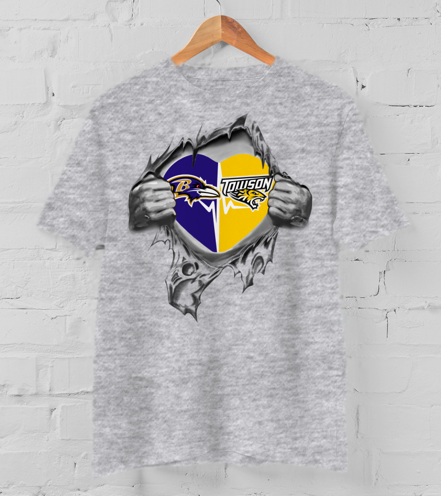 Ravens Towson Tigers Heart Design 187 T-Shirt