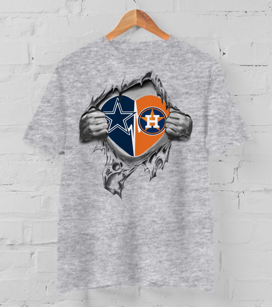 Dallas Cowboys Houston Astros Heart Design 230 Cowboys It's In My Heart T-Shirt