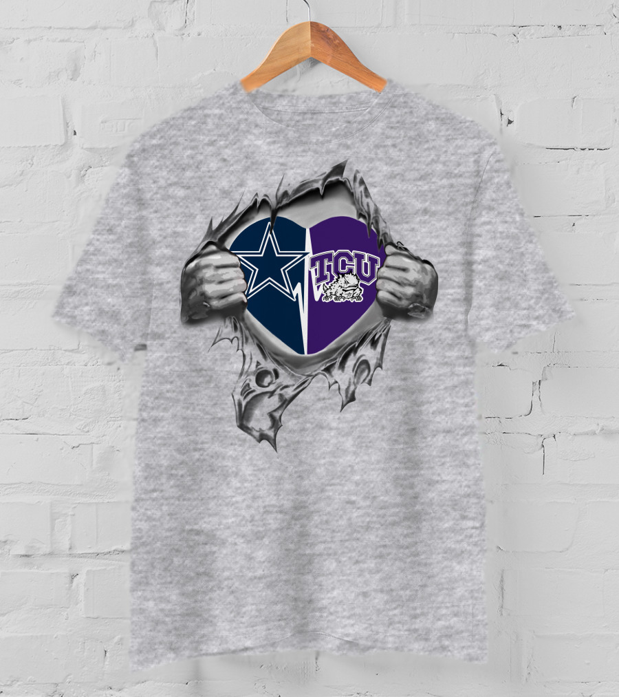 Dallas Cowboys Tcu Horned Frogs Heart 241 Cowboys It's In My Heart T-Shirt