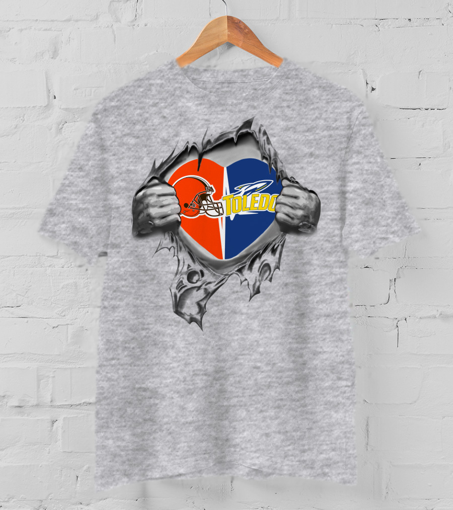 Cleveland Browns Toledo Rockets Heart Tear T-Shirt