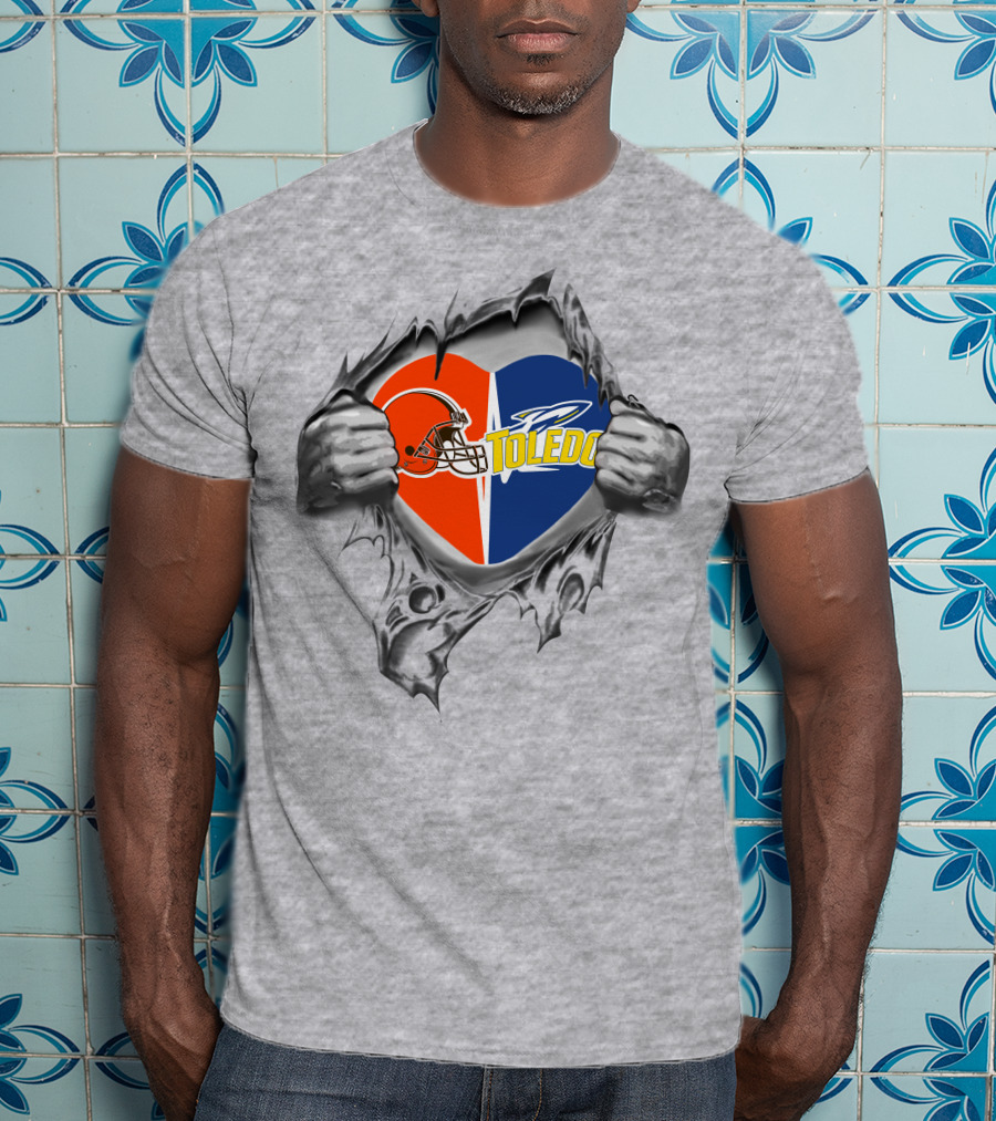 Cleveland Browns Toledo Rockets Heart Tear T-Shirt