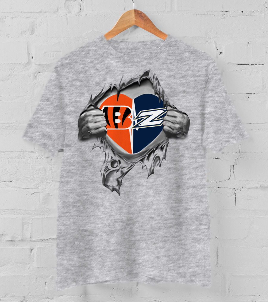 Bengals Akron Zips Heart Logo Fusion T-Shirt