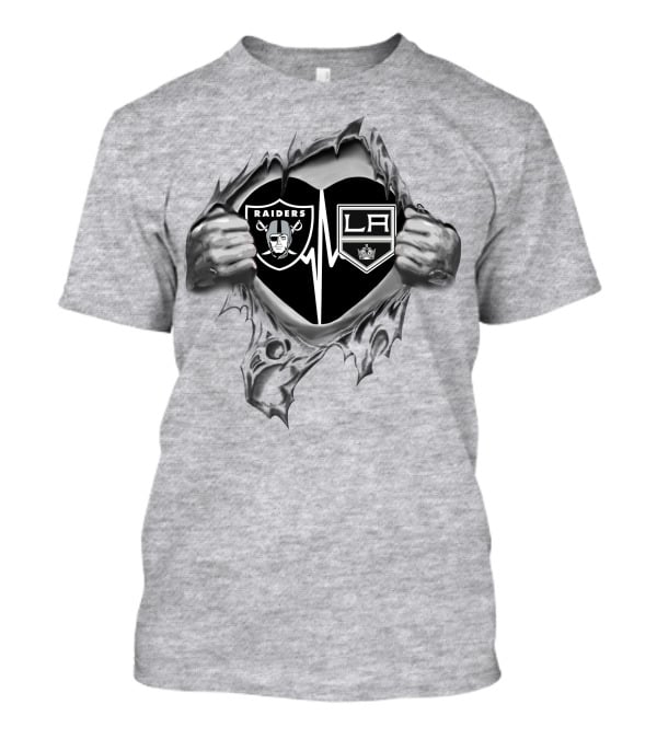 Raiders Los Angeles Kings Heartbeat T-Shirt