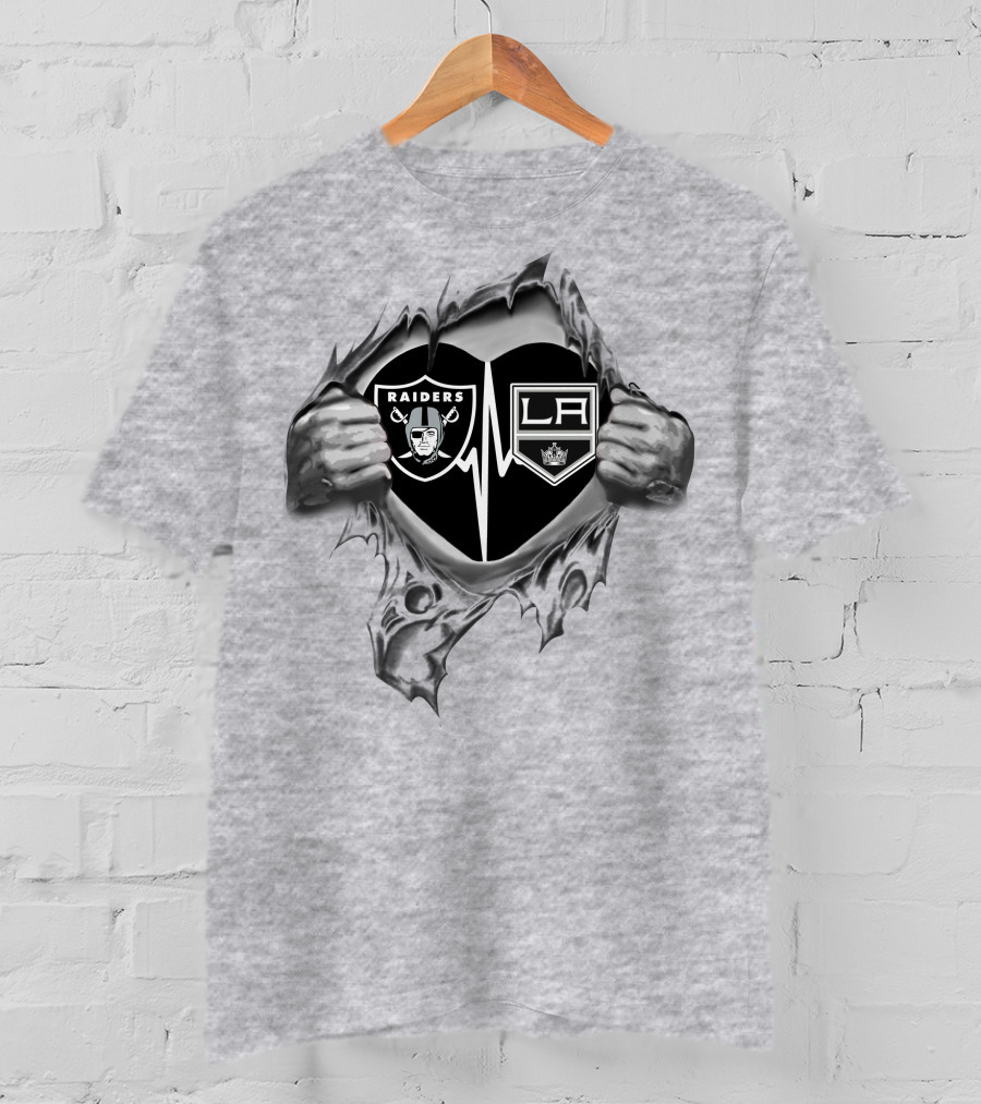 Raiders Los Angeles Kings Heartbeat T-Shirt