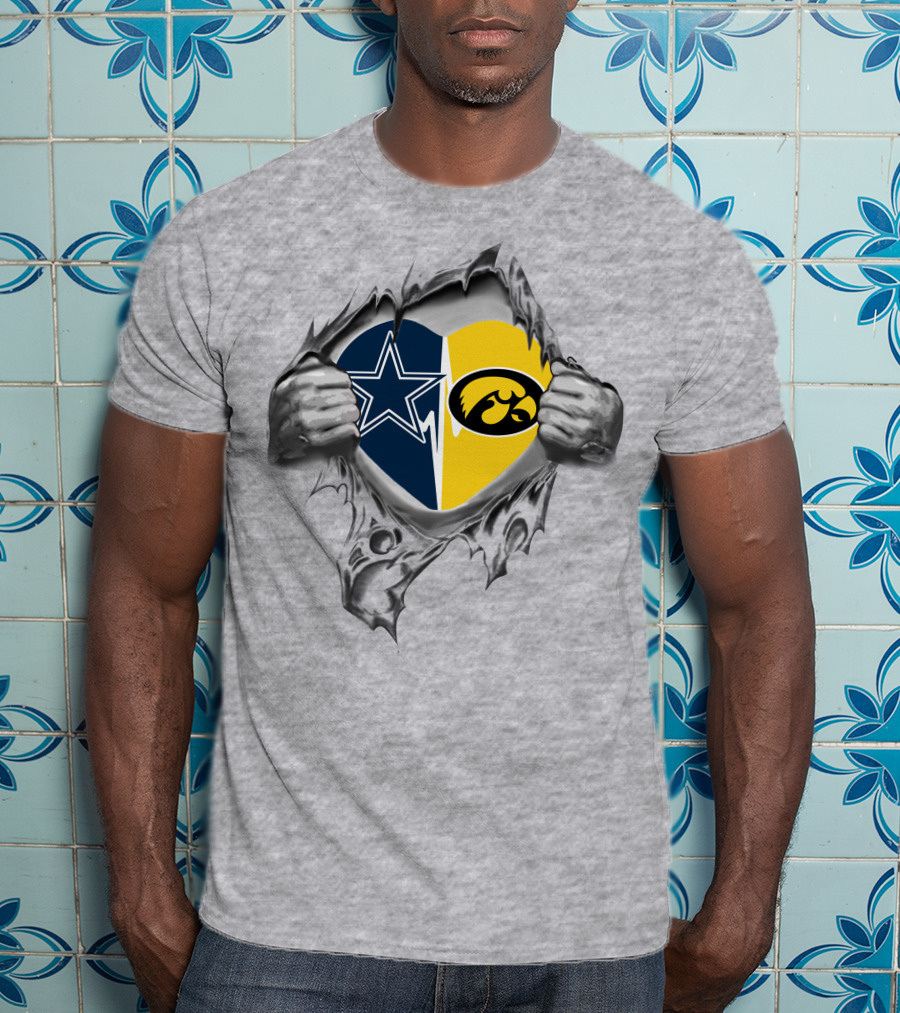 Iowa Hawkeyes Cowboys Heart Graphic 363 Cowboys Football Fan T-Shirt