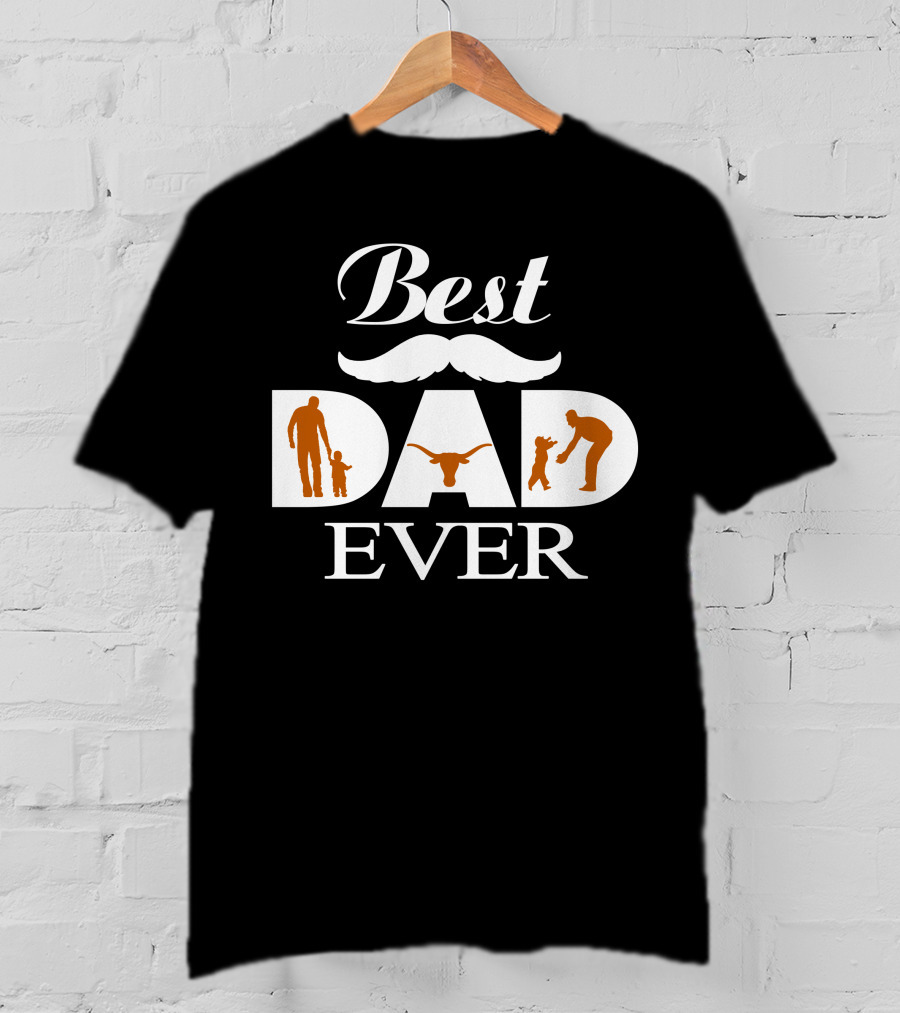 Texas Longhorns Best Dad Ever Family Silhouette Sports Fan T-Shirt