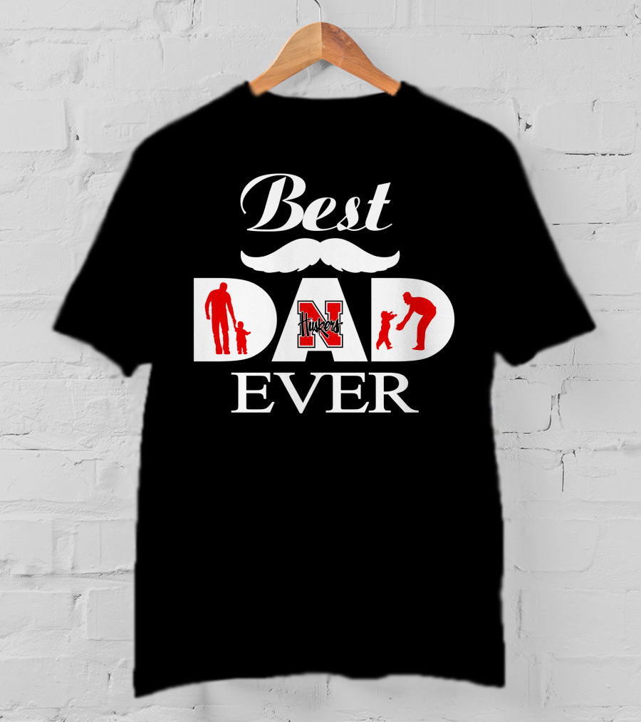 Best Dad Ever Huskers 58 Nebraska Cornhuskers T-Shirt