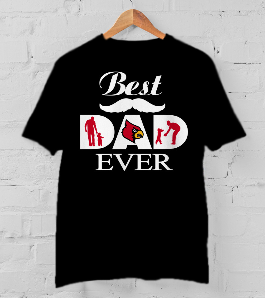 Best Dad Ever Louisville Cardinals Dad And Child Silhouettes With Cardinals T-Shirt